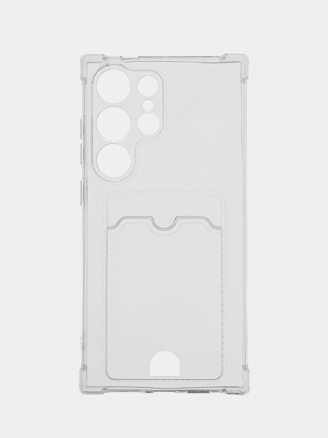 Прозрачный чехол для Samsung Galaxy S24 Ultra (Галакси С24 Ультра), с карманом для карт, прозрачный