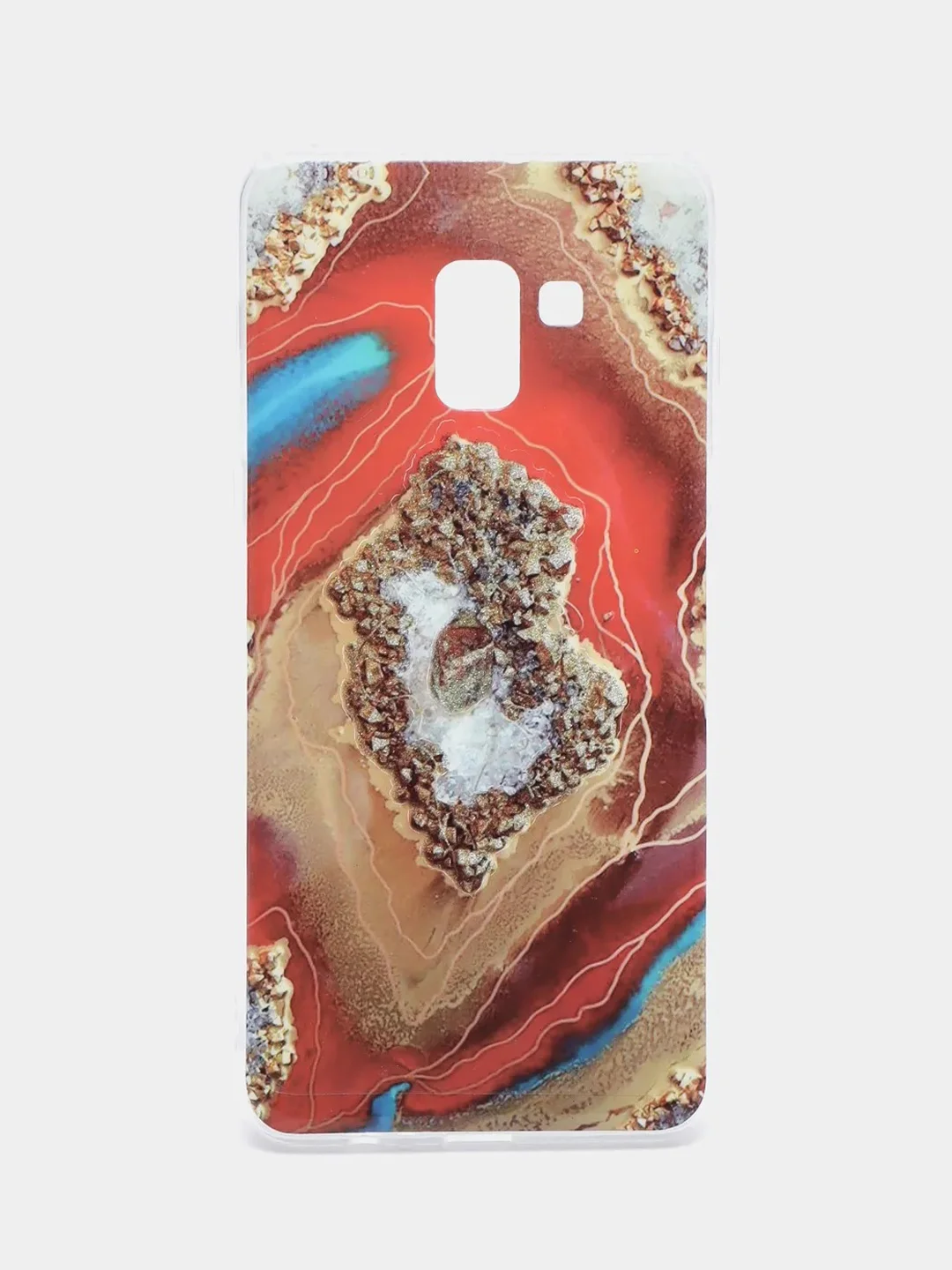 Красный чехол Samsung Galaxy A8+ / A8 Plus, Галакси А8+ / А8 Плюс силиконовый с мраморным рисунком