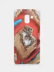 Красный чехол Samsung Galaxy A8+ / A8 Plus, Галакси А8+ / А8 Плюс силиконовый с мраморным рисунком
