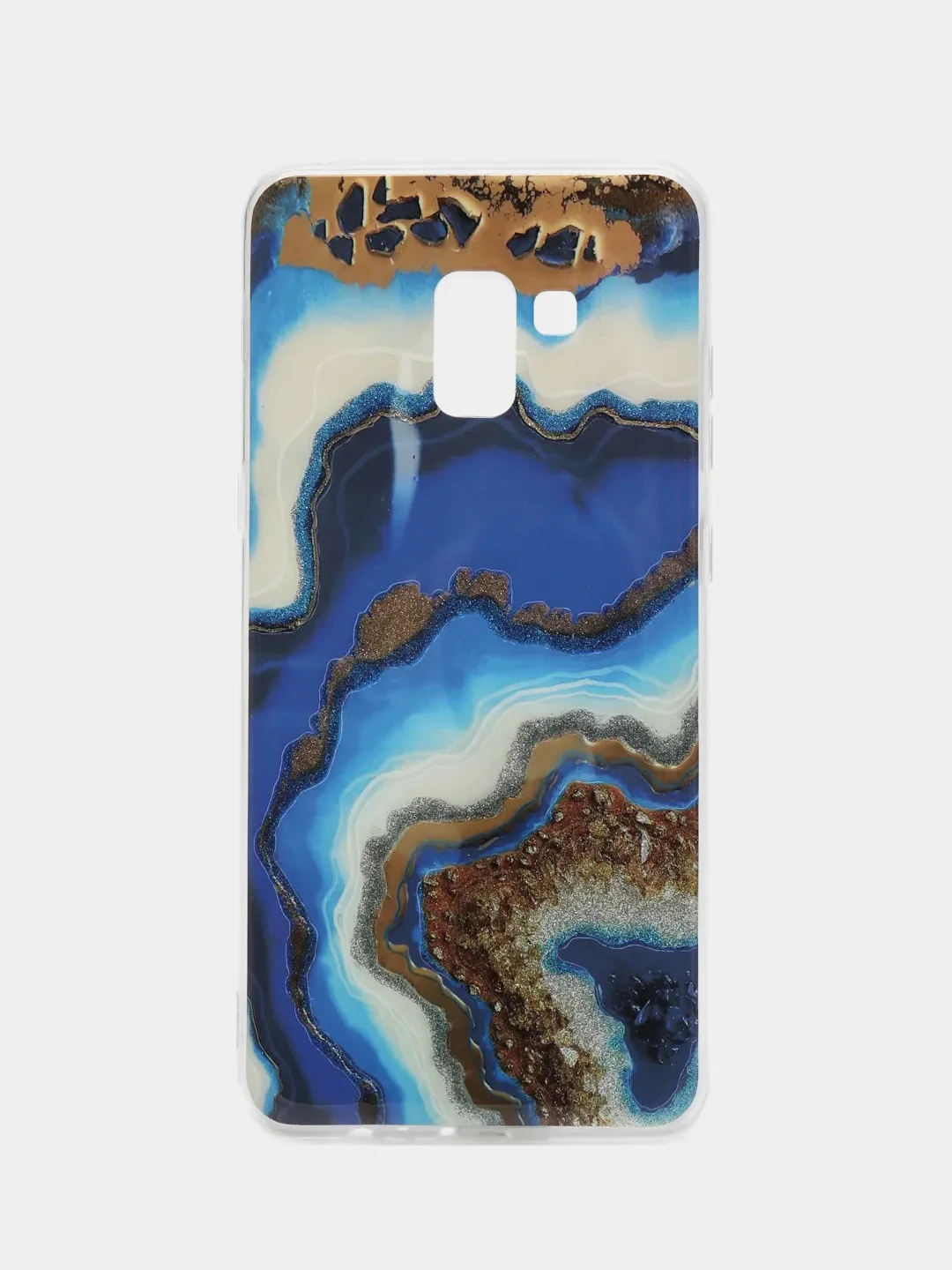Золотой чехол Samsung Galaxy A8+ / A8 Plus, Галакси А8+ / А8 Плюс силиконовый с мраморным рисунком