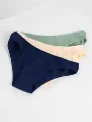 Зеленый комплект хлопковых трусов из 3 штук