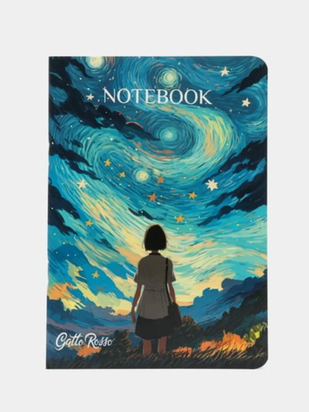 Синий блокнот в линию А5 40 листов Звёздный Notebook Gatto Rosso. Проф-Пресс