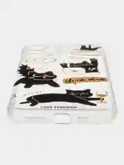 Черный чехол для iPhone 11 12 13 14 15 Pro Max 7 8 XR X XS Plus с принтом айфон прозрачный коты