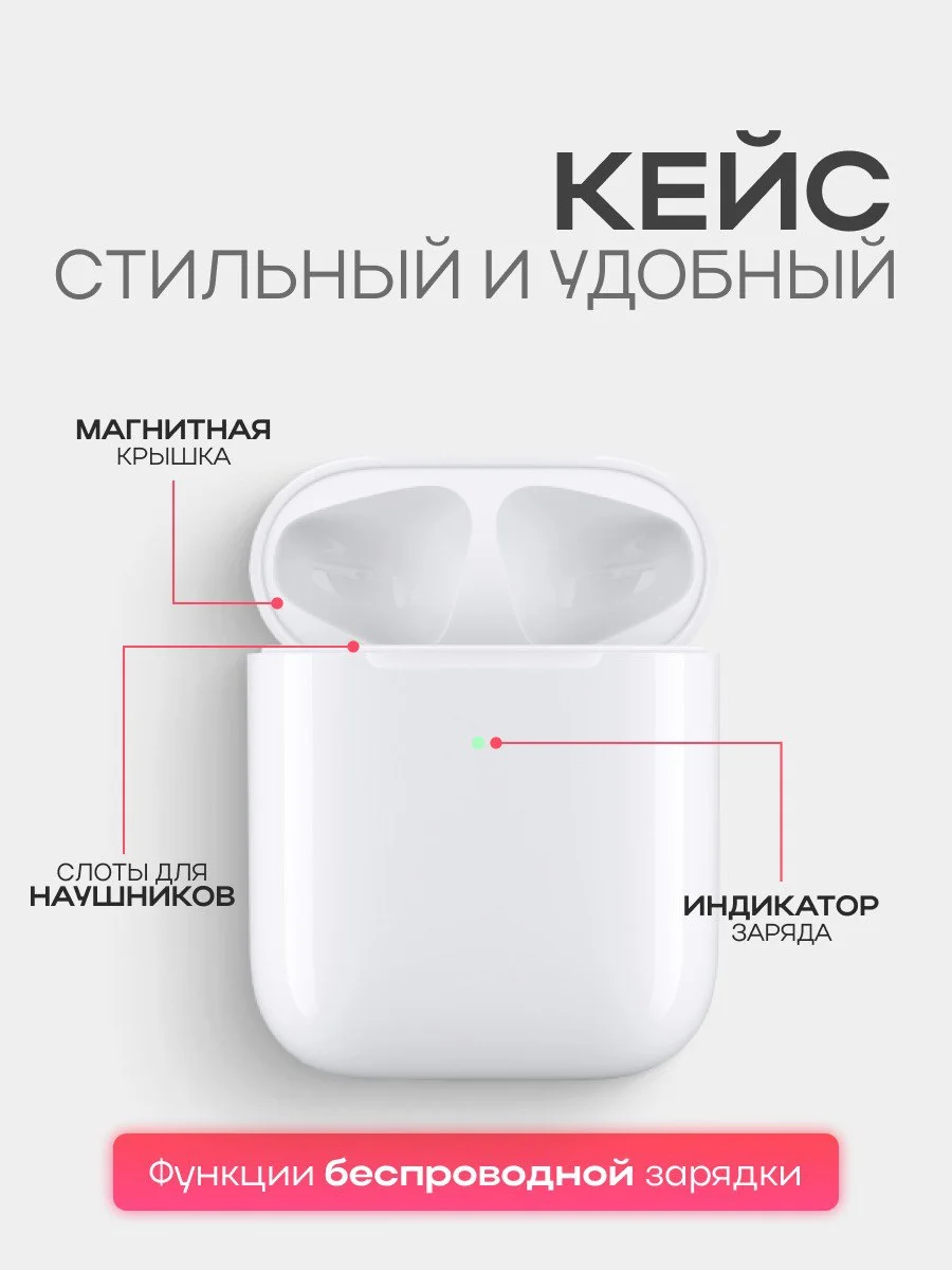 Беспроводные наушники APods 2 "Премиум", в кейсе, с микрофоном