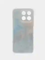 Голубой силиконовый чехол на Honor X8B / Хонор X8B прозрачный, с рисунком, защита камеры