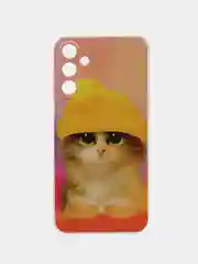Желтый силиконовый чехол на Samsung Galaxy A15 / Самсунг А15 прозрачный, с принтом, защита камеры