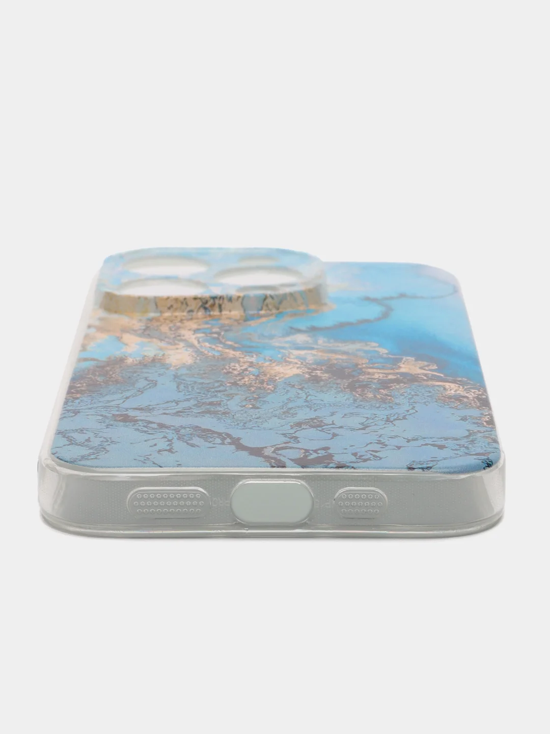 Голубой чехол на Apple iPhone 15 Pro / Айфон 15 Про прозрачный, с рисунком, защита камеры