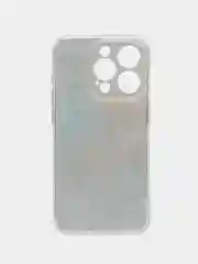 Голубой чехол на Apple iPhone 15 Pro / Айфон 15 Про прозрачный, с рисунком, защита камеры