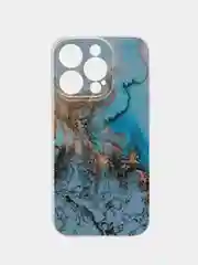 Голубой чехол на Apple iPhone 15 Pro / Айфон 15 Про прозрачный, с рисунком, защита камеры