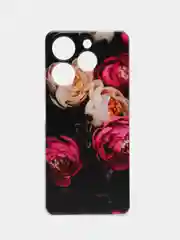 Кораллово-розовый силиконовый чехол на Tecno Spark 10 Pro / Текно Спарк 10 Про прозрачный, с рисунком