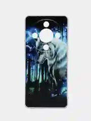 Синий силиконовый чехол на Honor X9B / Хонор X9B прозрачный, с рисунком, защита камеры