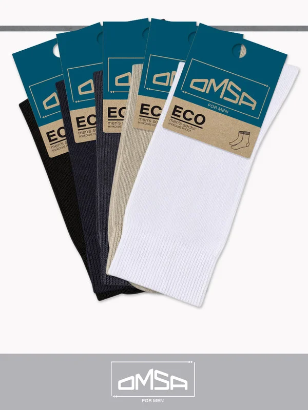 Разноцветный носки мужские OMSA ECO 401 высокие из хлопка набор 5 пар