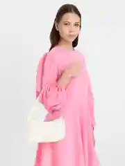 Молочный сумка-багет, вельветовая через плечо
