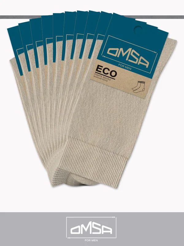 Серый носки мужские OMSA ECO 401 высокие из хлопка набор 10 пар
