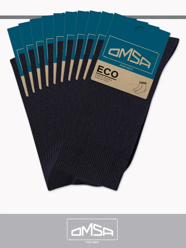 Синий носки мужские OMSA ECO 401 высокие из хлопка набор 10 пар