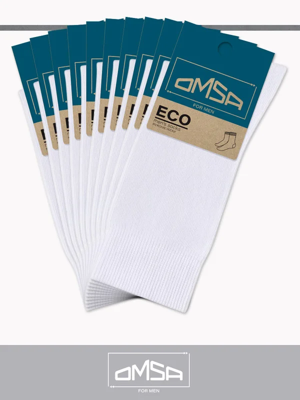 Белый носки мужские OMSA ECO 401 высокие из хлопка набор 10 пар