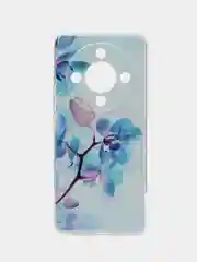 Лазурный силиконовый чехол на Honor X9B / Хонор X9B прозрачный, с рисунком, защита камеры