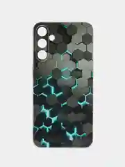 Бирюзовый силиконовый чехол на Samsung Galaxy A15 / Самсунг А15 прозрачный, с принтом, защита камеры