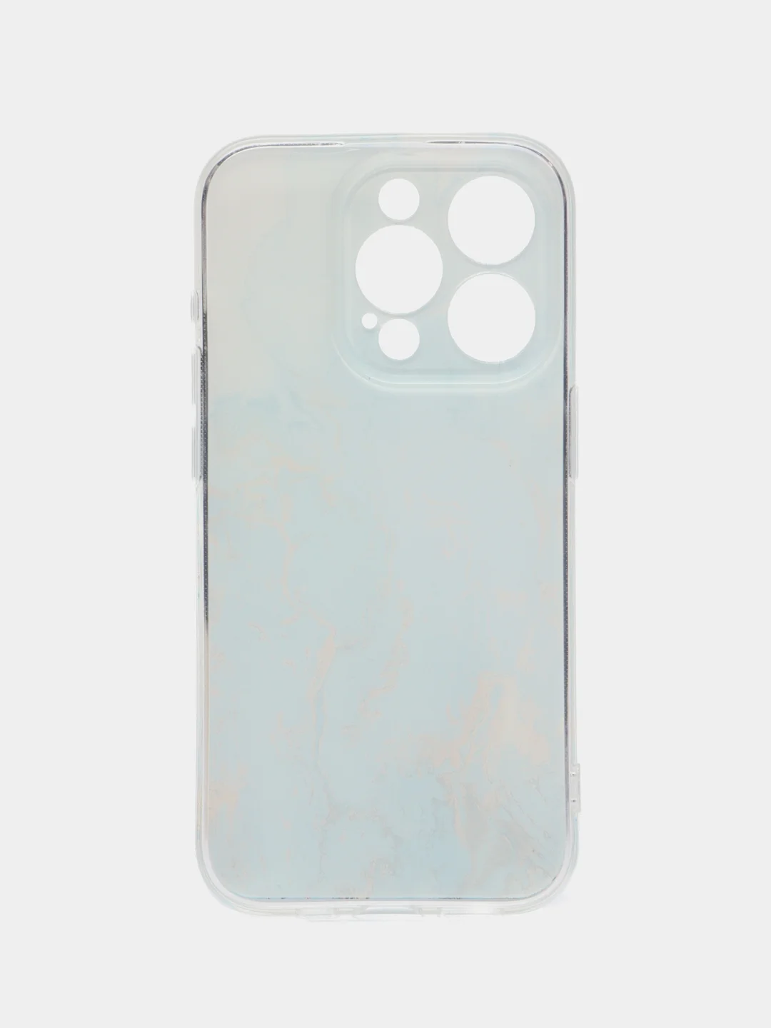 Светло-синий чехол на Apple iPhone 15 Pro / Айфон 15 Про прозрачный, с рисунком, защита камеры