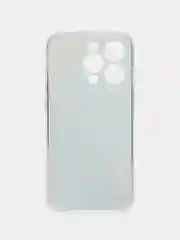 Светло-синий чехол на Apple iPhone 15 Pro / Айфон 15 Про прозрачный, с рисунком, защита камеры