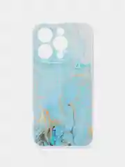 Светло-синий чехол на Apple iPhone 15 Pro / Айфон 15 Про прозрачный, с рисунком, защита камеры
