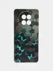 Бирюзовый силиконовый чехол на Realme 12 5G / Реалми 12 5G прозрачный, с рисунком, защита камеры