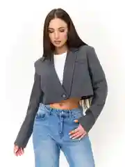 Серый пиджак женский укороченный болеро