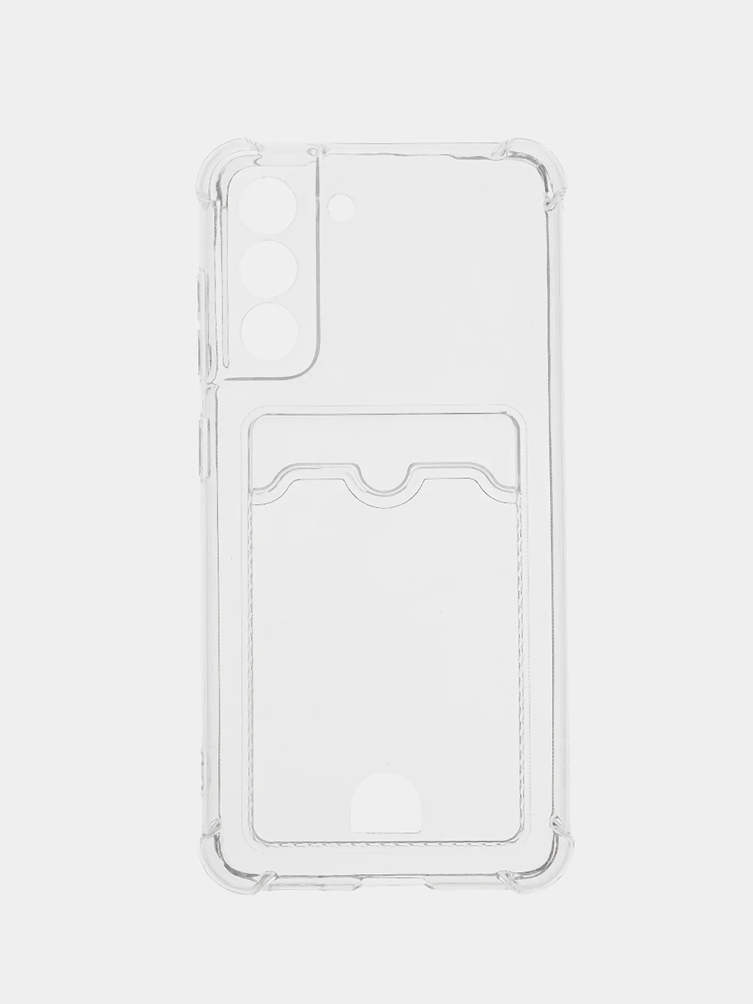 Прозрачный чехол для Samsung Galaxy S21 FE (Самсунг Галакси С21 ФЕ), с карманом для карт, прозрачный