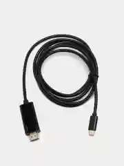 Черный кабель TYPE C-HDMI для подключения ноутбука, смартфона или планшета к ТВ, 1.8 метра