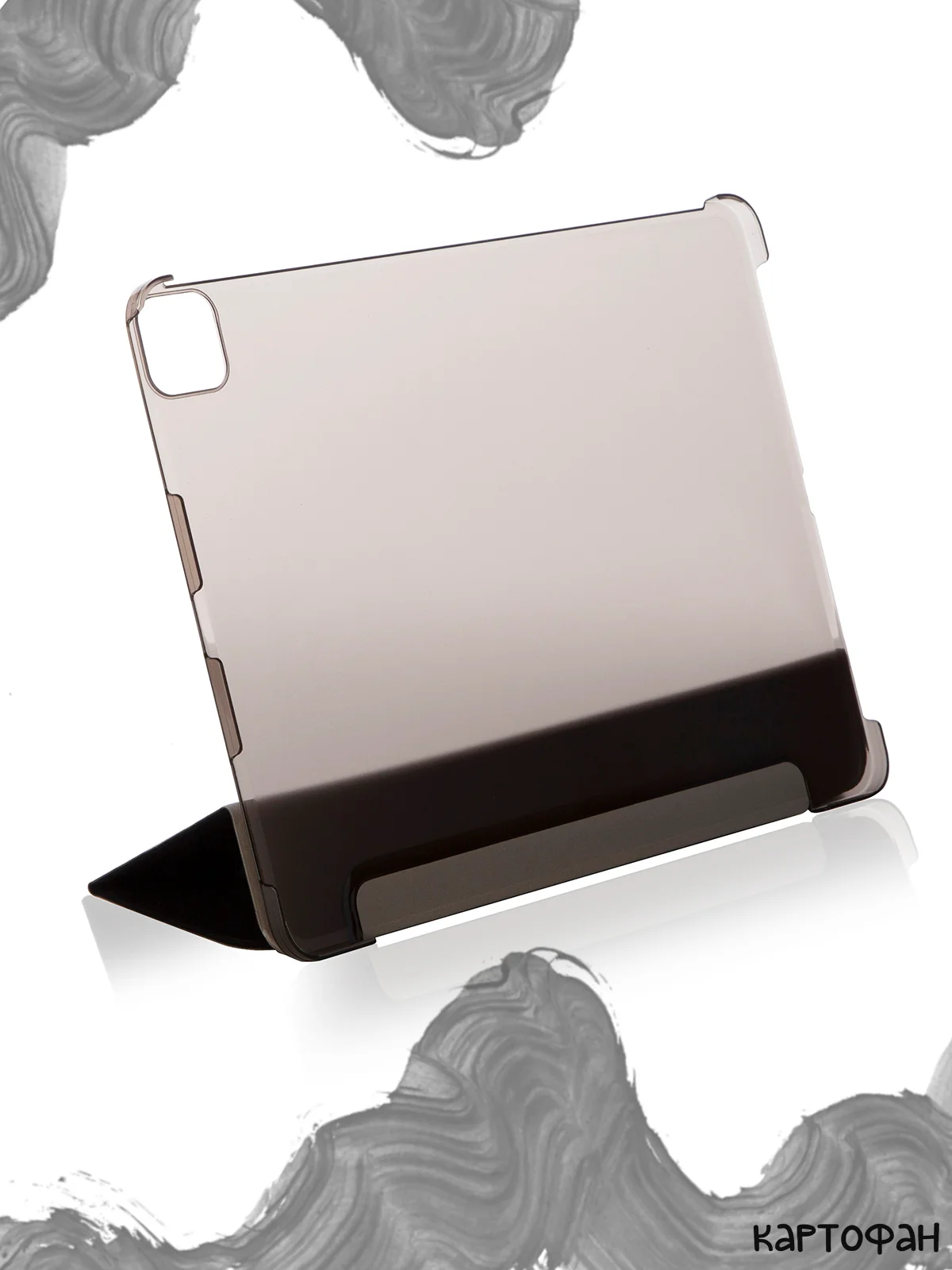 Черный чехол-книжка для планшета iPad Pro 12.9 2020/2021 КАРТОФАН с функцией подставки