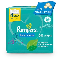 Влажные салфетки для малышей Pampers Fresh Clean, в упаковке 208 штук