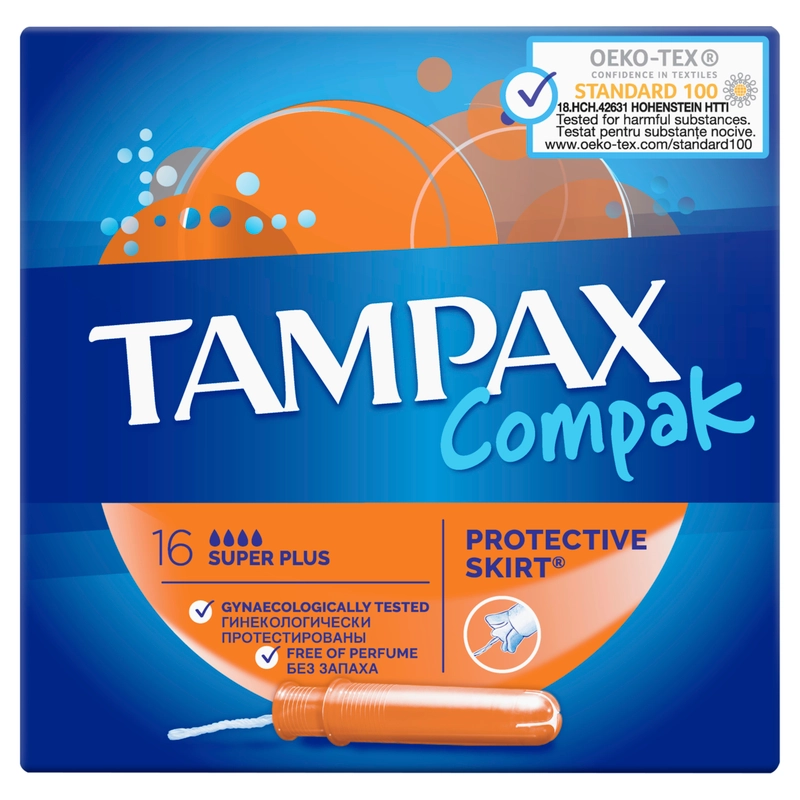 TAMPAX Compak Женские гигиенические тампоны с аппликатором Super Plus Duo 16шт