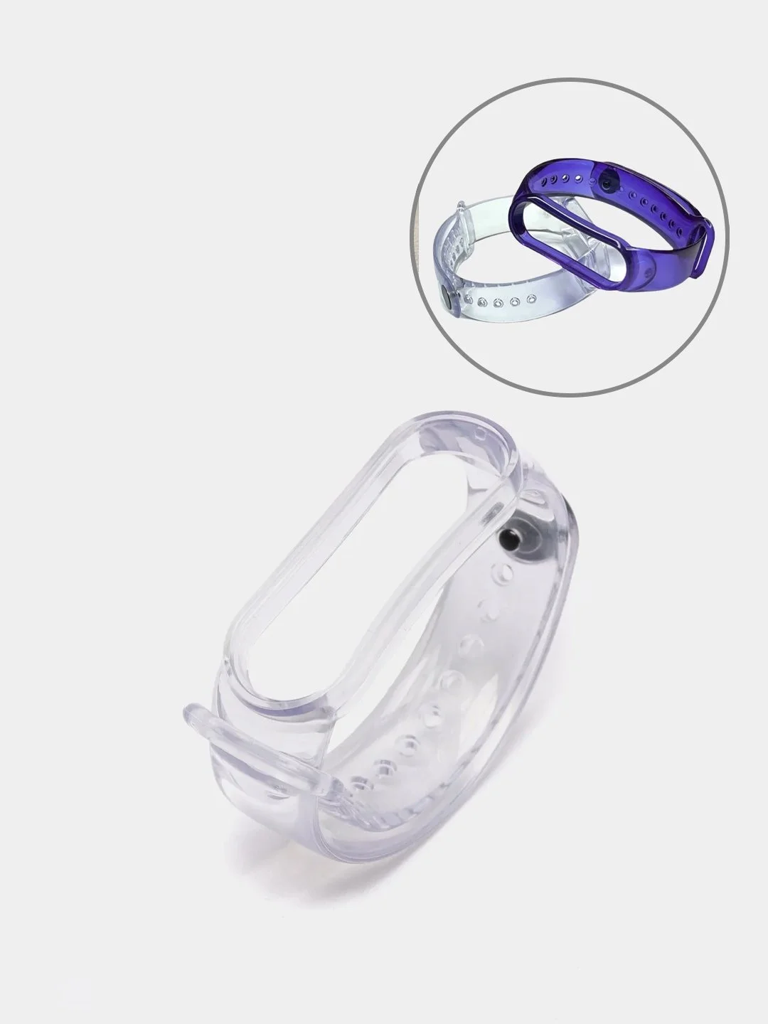 Фиолетовый прозрачный силиконовый ремешок хамелеон для Xiaomi Mi Band 3 /4 / 5 / 6 / 7