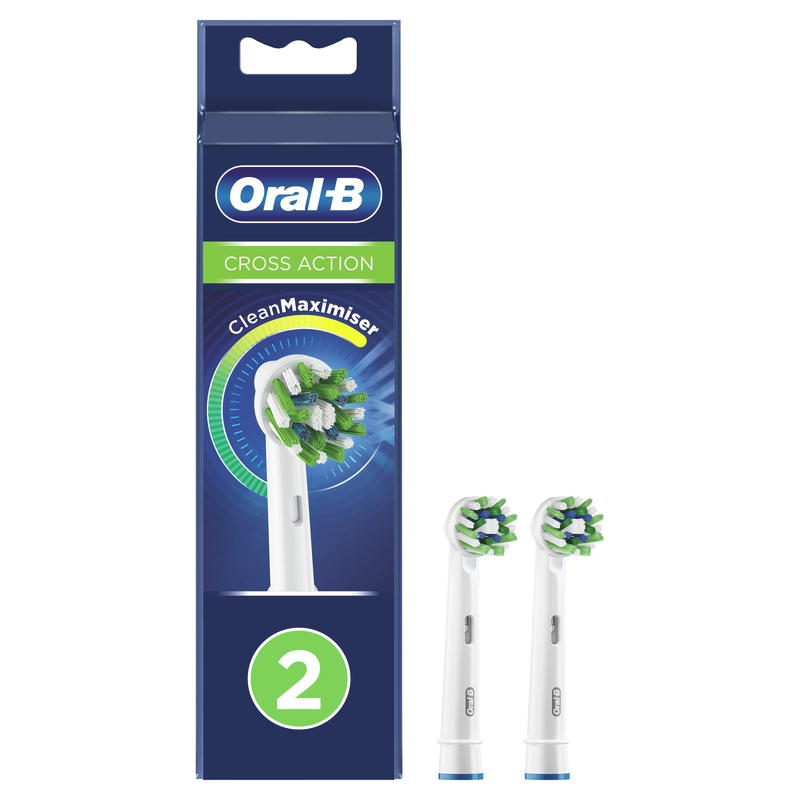 Насадки Oral-B CrossAction CleanMaximiser White, для электрической зубной щетки, 2 штуки