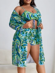 Купальник больших размеров раздельный с накидкой-халатом 2XL, 3XL, 4XL