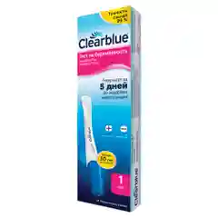 Тест на беременность Clearblue Plus, результат за 5 дней до задержки менструации, 1 тест