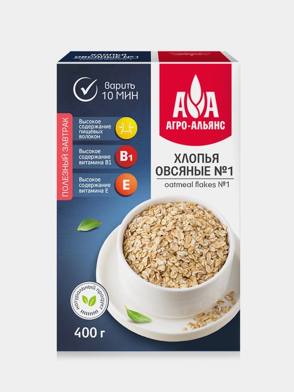 Хлопья Агро-Альянс "Овсяные №1", экстра, 400 г