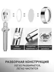 Серебряный лейка-насадка для душа с фильтром и вентилятором, с успокаивающим спа-эффектом