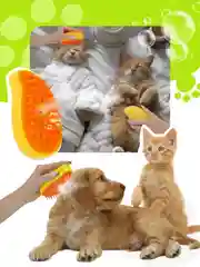 Желтый паровая щетка для кошек и собак, силиконовая расческа, пуходерка, дешеддер