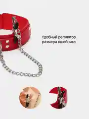 Красный ошейник БДСМ, с зажимами для сосков