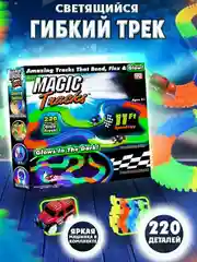 Трек светящийся MAGIC TRACKS, гибкий, 220 деталей, 1 машинка . Подарок мальчику