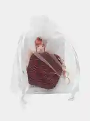Багровый серьги квадратные, ручной работы, вязаные