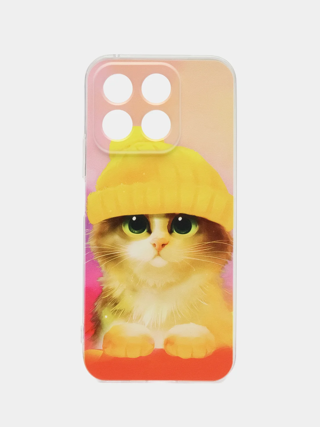 Желтый силиконовый чехол на Honor X8B / Хонор X8B прозрачный, с рисунком, защита камеры