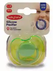 Зеленый соска-пустышка Baby Land силиконовая ортодонтическая, 6 мес+