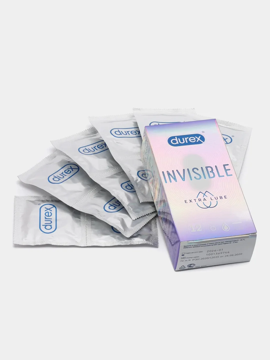 Презервативы Durex Invisible Extra Lube, ультратонкие, 12 штук