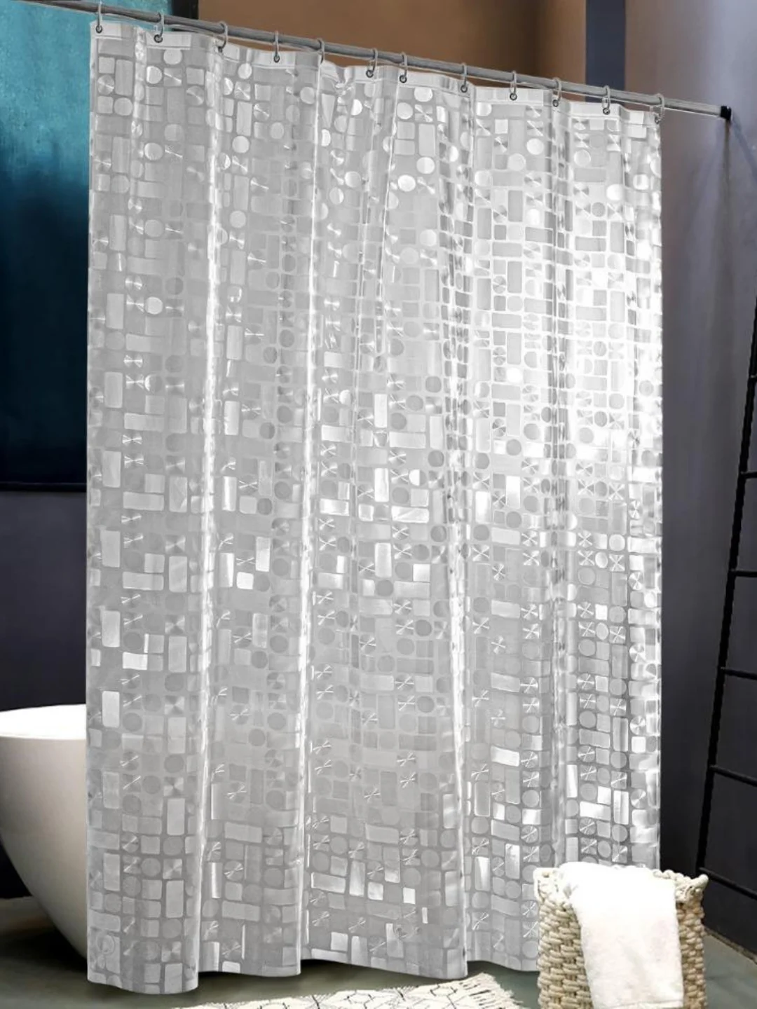Слоновая кость штора для ванной комнаты, 3D, прозрачная шторка, с кольцами, 180 х 180, 180 х 200