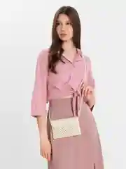 Женская сумка белая плетеная из бусин, ручная сборка,  кросс-боди