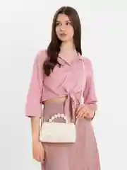 Женская белая сумка кросс-боди, плетеная из бусин, ручная сборка