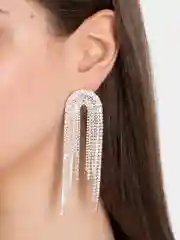 Серебряный серьги длинные со стразами вечерние