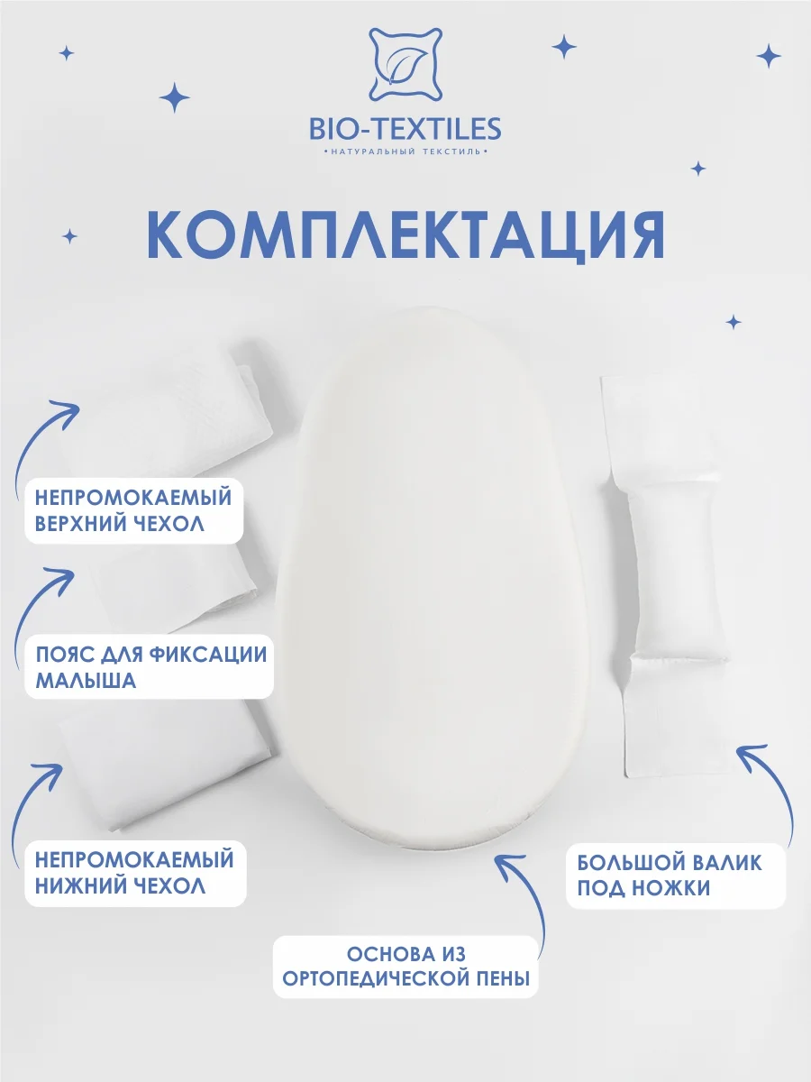 Подушка-кокон, позиционер с эффектом памяти "БЭЙБИ-Люлька" Размер:74х38х6/14 Мышата